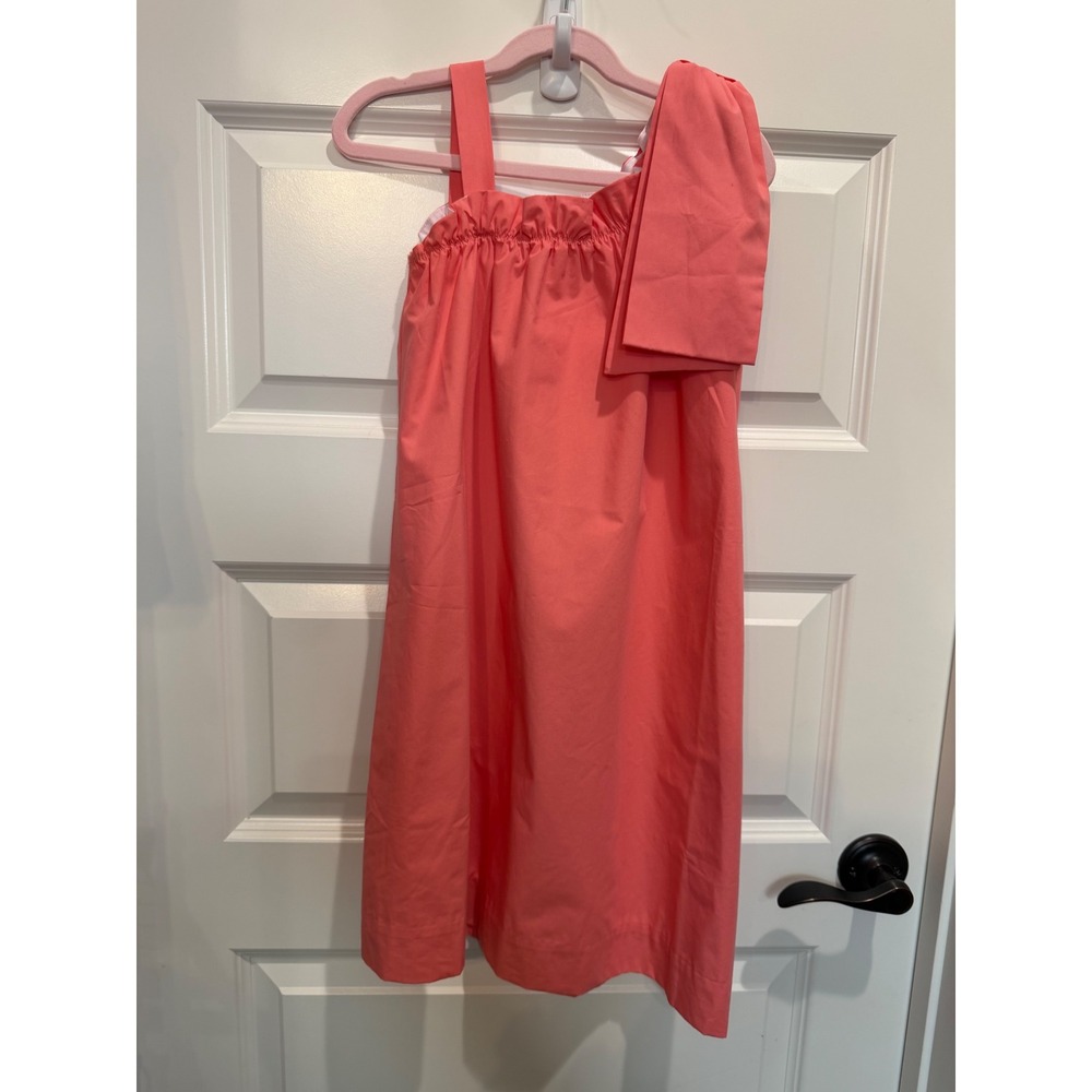 The Beaufort Bonnet Company Girls Coral Pink One Shoulder Bow Dress Size 12